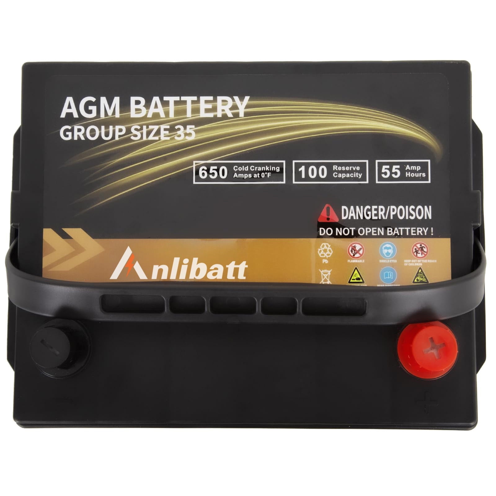 Anlibatt Car AGM Battery Group Size 48 H6 Start Stop Battery 12V 70Ah 760CCA Maintenance Free Rechargeable