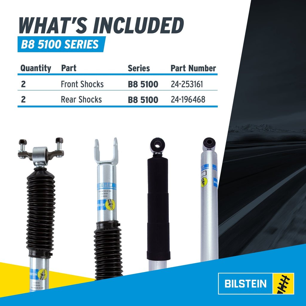 Bilstein Set of Front and Rear B8 5100 Series Shocks Compatible with 2011-2025 Silverado / Sierra 2500 / 3500 HD with 1.5 Front & 0-1 Rear Lift