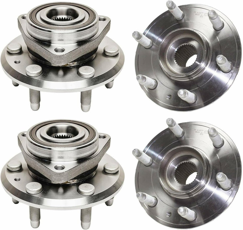 Detroit Axle - Front & Rear Disc Rotors Brake Pads Wheel Hubs + 24pc Lug Nuts w/key Replacement for Enclave Traverse Acadia - 38pc Set
