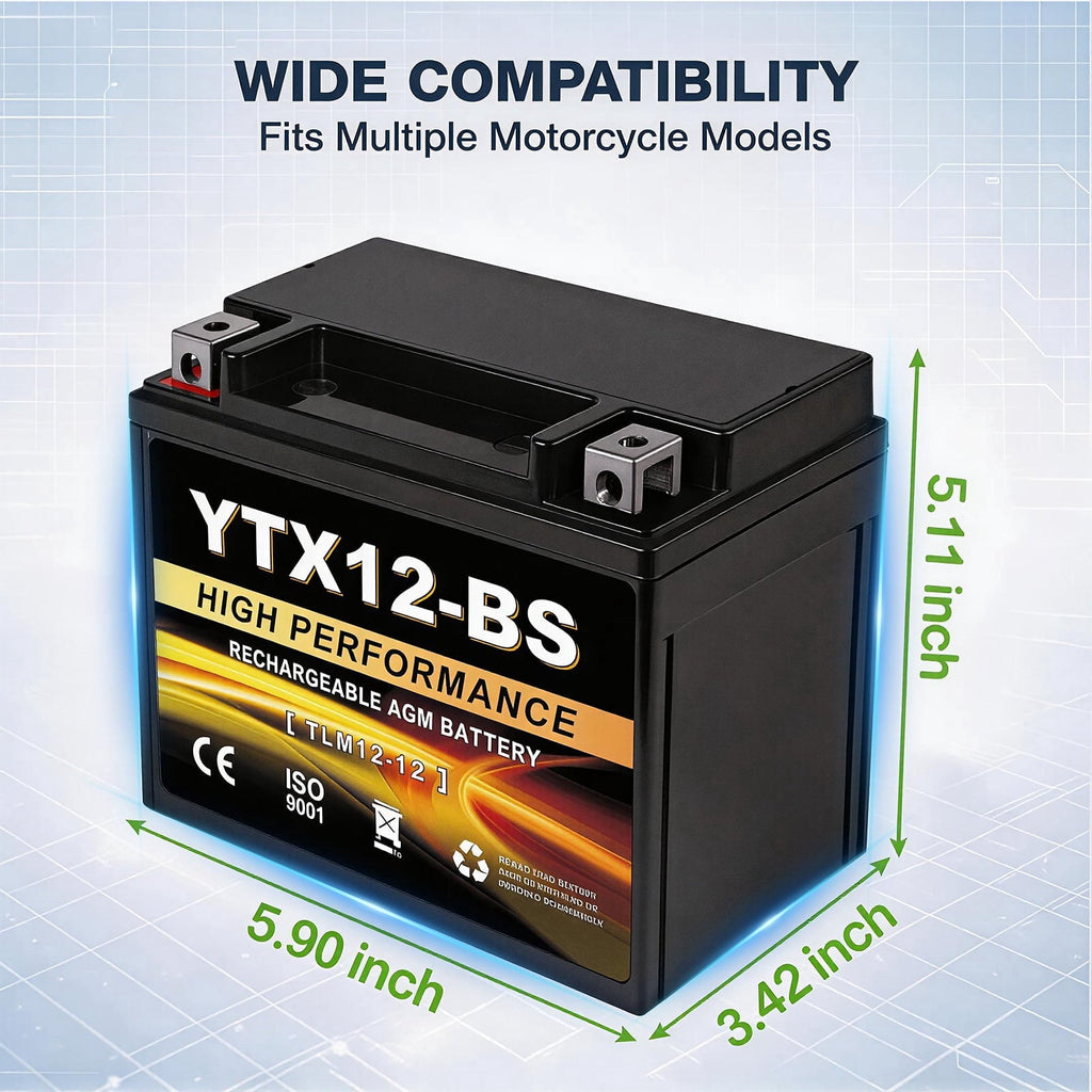 Anlibatt YTX14-BS Motorcycle Battery 12V 12Ah 200CCA Rechargeable Sealed Batteries Powersport Replacement for ATV, Scooter, Jet ski, Dirt Bike