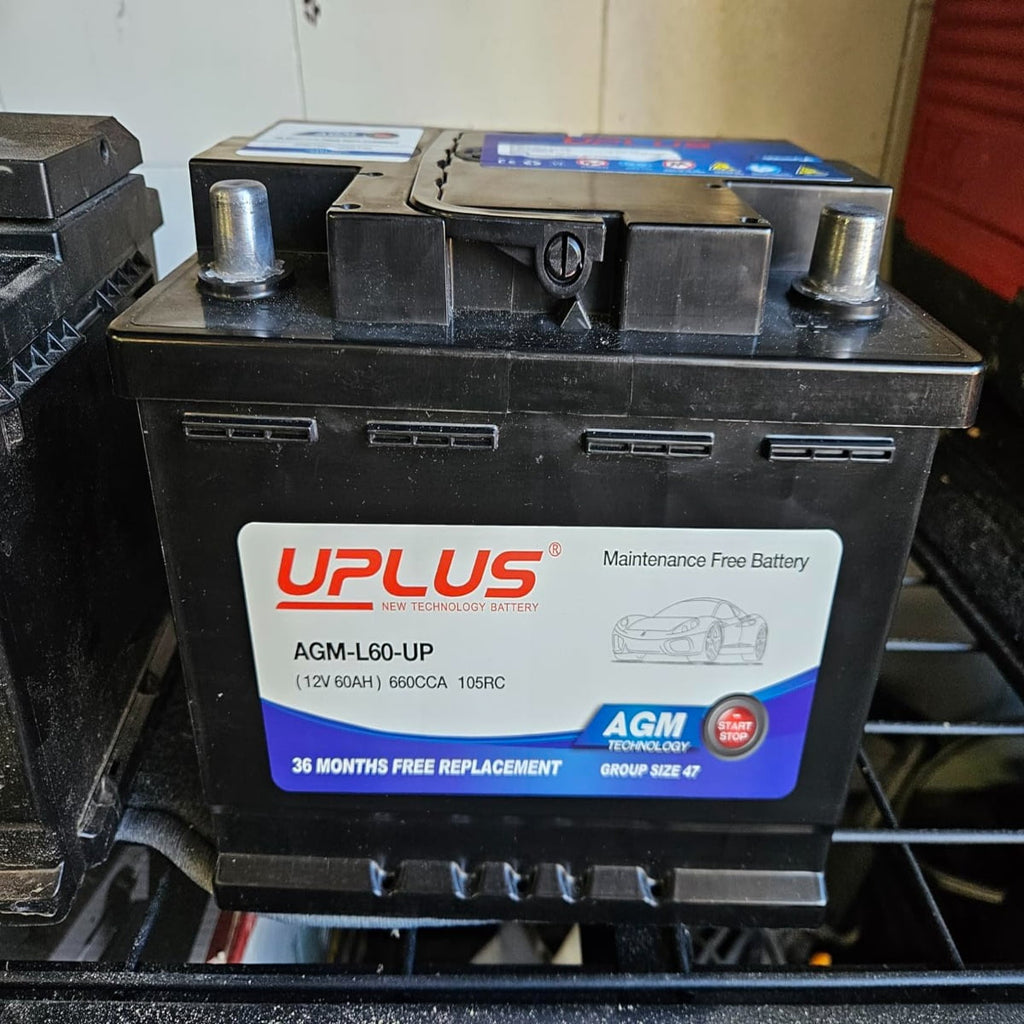 UPLUS Group Size 47 AGM Car Battery,H5 L2 12V 60Ah 660CCA 100RC Maintenance Free Start and Stop Automotive Replacement Battery