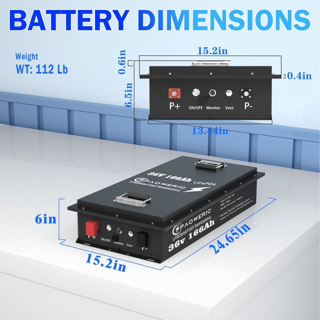 Paoweric 48V 100Ah LiFePO4 Lithium Golf Cart Battery with Charger, Perfect for Golf Cart, Trolling Motor