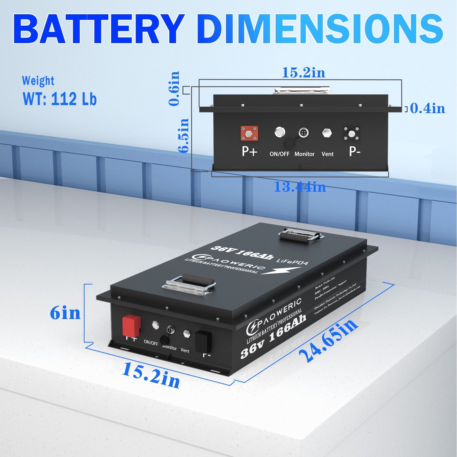 Paoweric 48V 100Ah LiFePO4 Lithium Golf Cart Battery with Charger, Perfect for Golf Cart, Trolling Motor