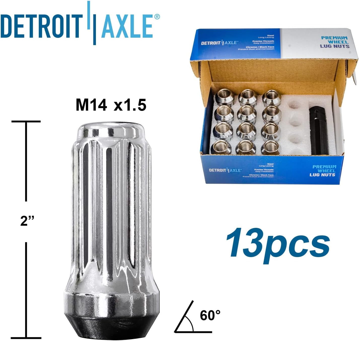Detroit Axle - Front & Rear Disc Rotors Brake Pads Wheel Hubs + 24pc Lug Nuts w/key Replacement for Enclave Traverse Acadia - 38pc Set
