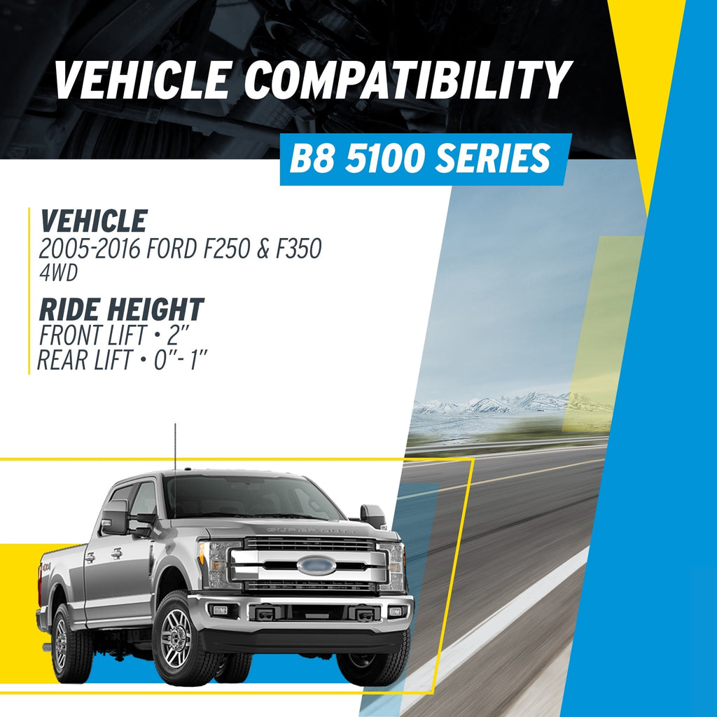 Bilstein Pair of Rear B8 5100 Series Shocks Compatible with 1999-2016 F250/F350 4WD with 0-1 Rear Lift