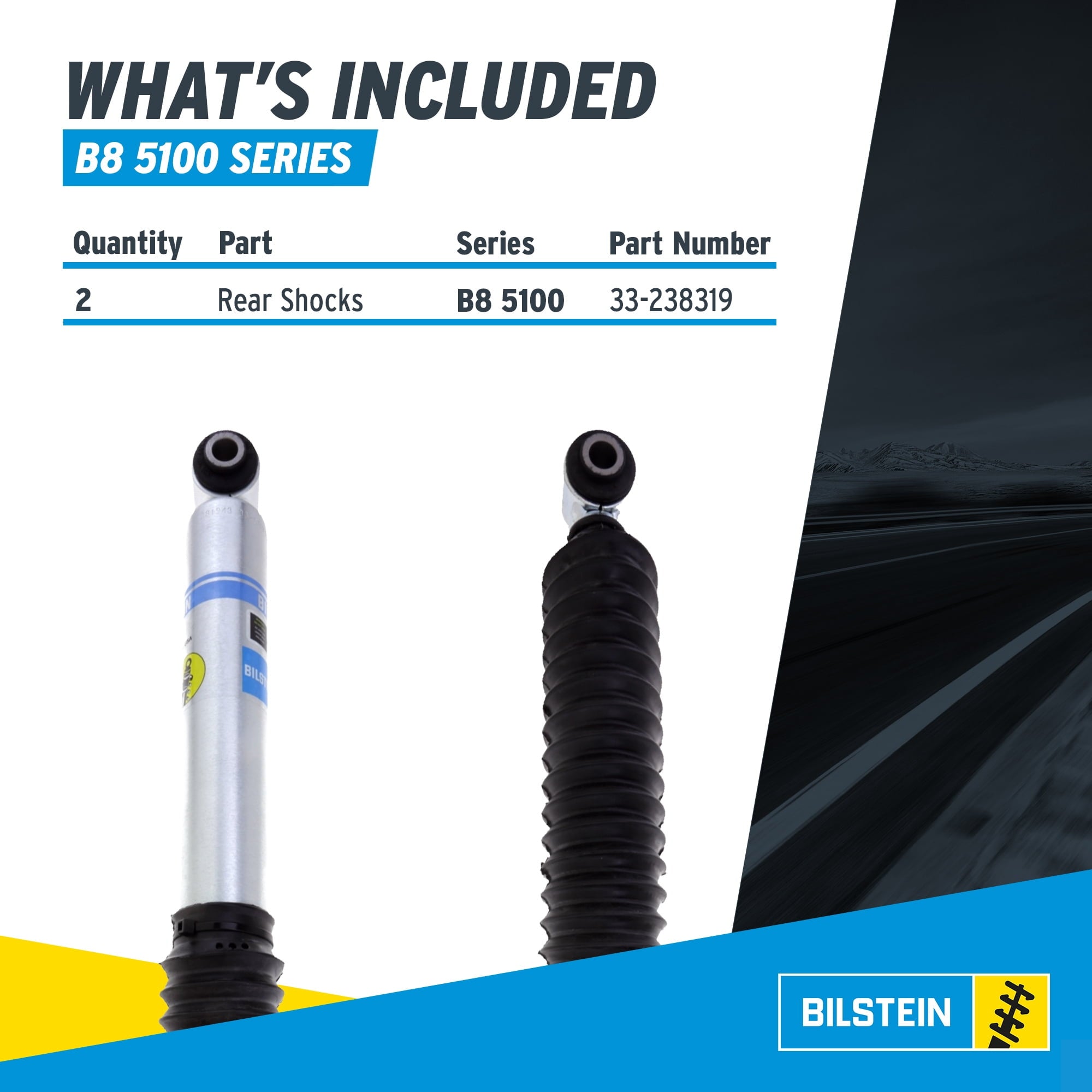 Bilstein Set of Front and Rear B8 5100 Series Shocks Compatible with 2014-2018 Silverado/Sierra 1500 with 0-1 Rear Lift | Provides 0-1.85 Front Lift