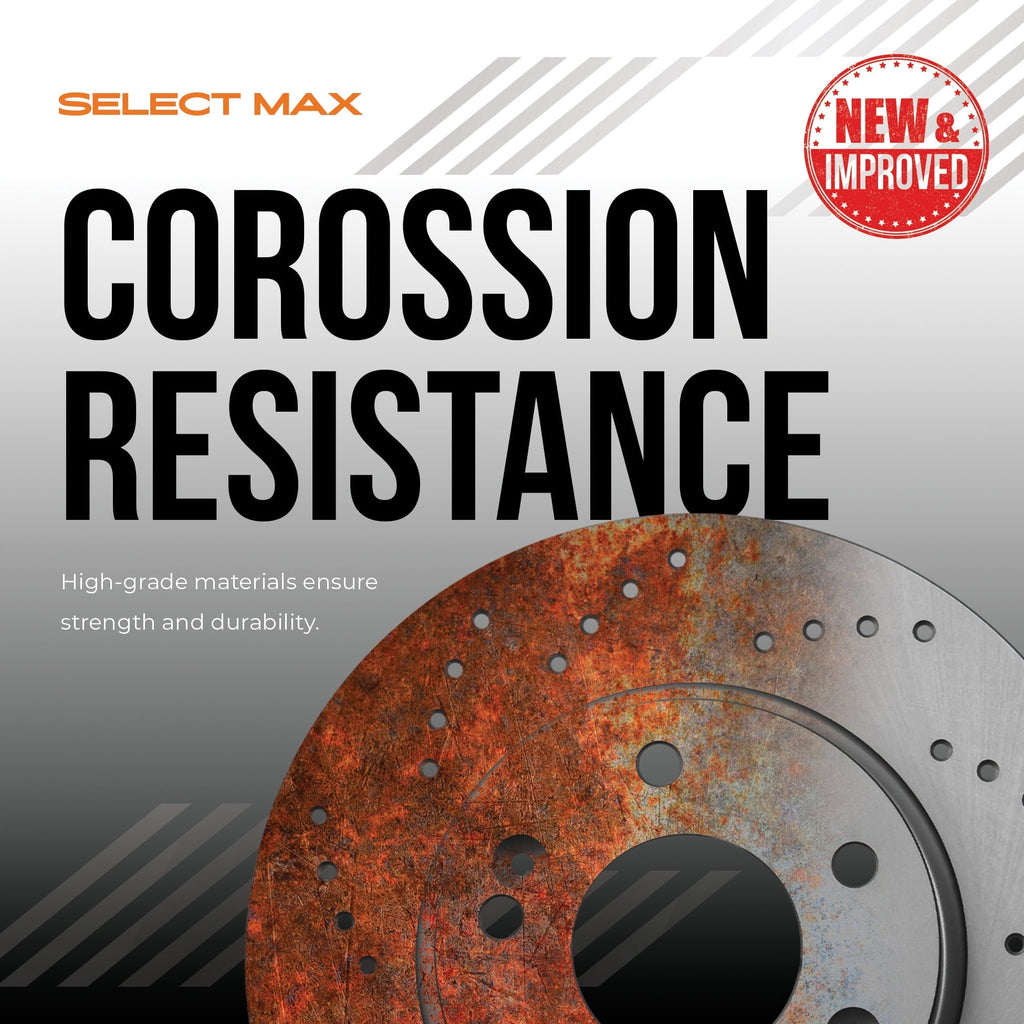 MAX Advanced Brakes - Brake Kit For 2017-2023 Honda CR-V (Excl.l. Hybrid Engine Model)| Carbon Ceramic Brake Pad and Rotor Kit Front and Rear| Geomet Coated Cross-Drilled Brake Rotors
