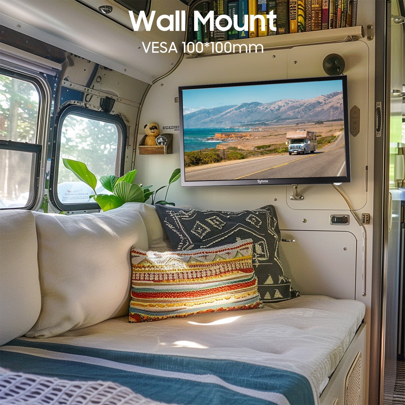SYLVOX 27 Smart RV TV with Wall Mount, 12 Volt TV with Built-in DVD Player, 1080P Google OS ATSC NTSC WiFi Bluetooth HDMI USB, AC/DC Powered, for RV Camper Van (Trailer Series)