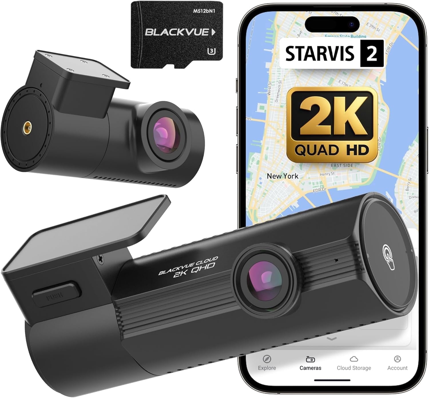 BlackVue Elite 8-2CH Dash Cam – Dual 2K QHD Front & Rear with STARVIS 2, Dual HDR (64GB)