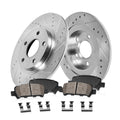 Callahan Brake Parts Brake Kit for Honda Civic 2020-2024, Honda Insight 2019-2022 Rear Drilled and Slotted Brake Rotors with Ceramic Brake Pads EBYK044636