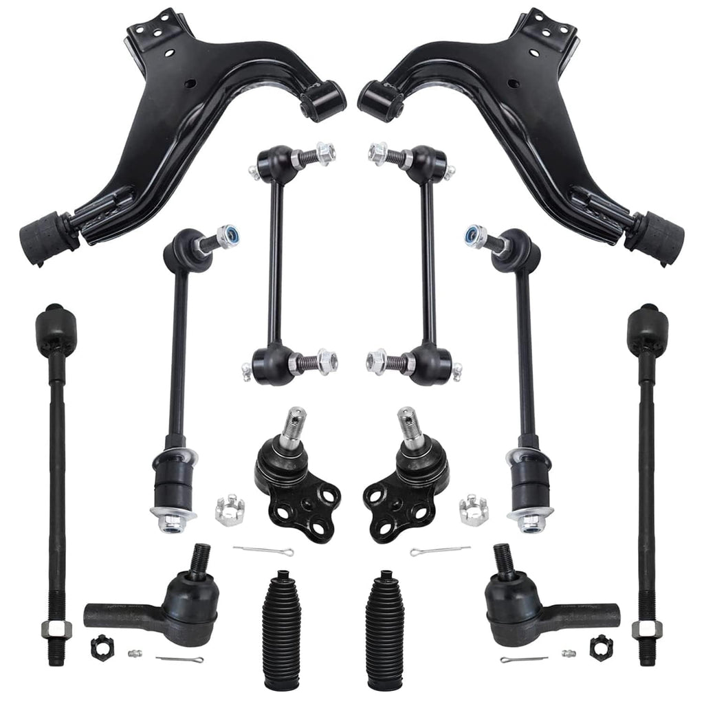 Detroit Axle - 14pc Front Lower Control Arms Ball joints Tierods Sway Bars Replacement for Nissan Pathfinder Infiniti QX4 Fits select: 2003-2004 NISSAN PATHFINDER LE/SE