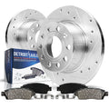 Detroit Axle - REAR Brake Kit for 2005-2010 VW Jetta 06-09 Rabbit Drilled & Slotted Brake Rotors Ceramic Brakes Pads Replacement: 10.24 Rotor