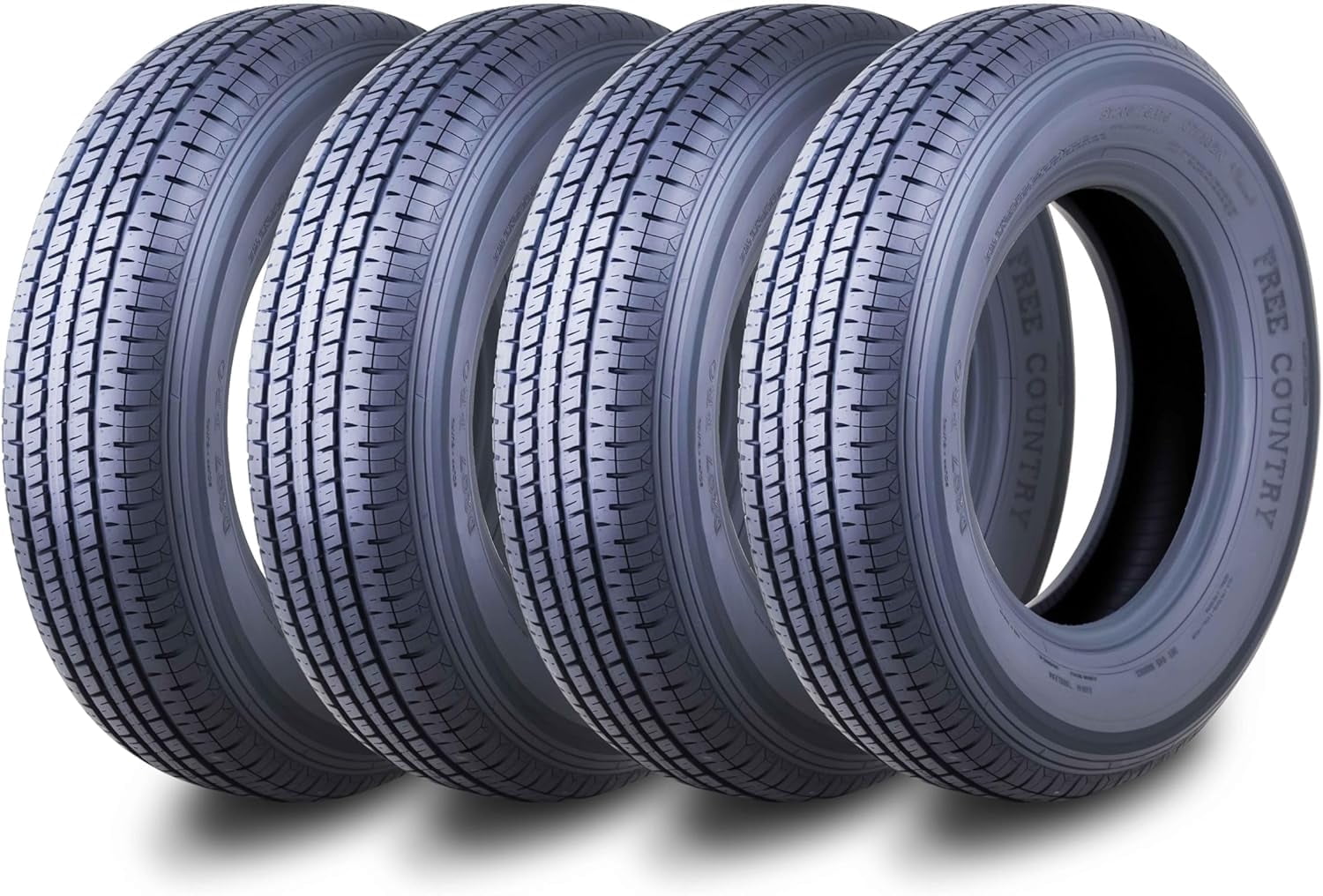 Free Country ST 205/75R15 8 Ply /Load Range D w/Scuff Guard Trailer Tires, Set of 4