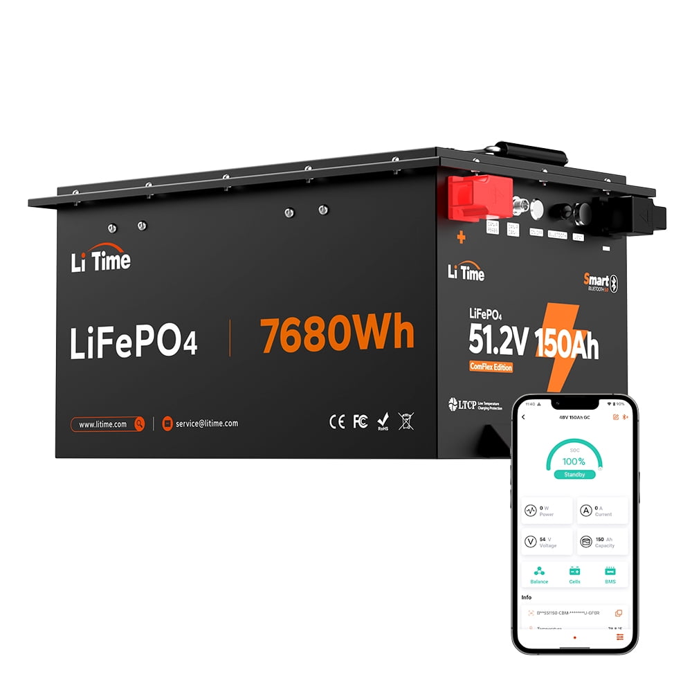 LiTime 48V 150Ah Lithium Golf Cart Battery, 15000+ Cycles Life Battery, Perfect for Golf Carts, Trolling Motors