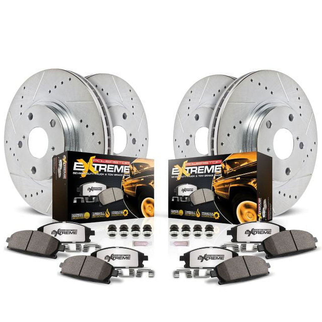 PowerStop Front and Rear Z36 Truck & Tow Carbon-Fiber Ceramic Brake Pad and Drilled and Slotted Rotor Kit Fits: DODGE Select Models K5468-36