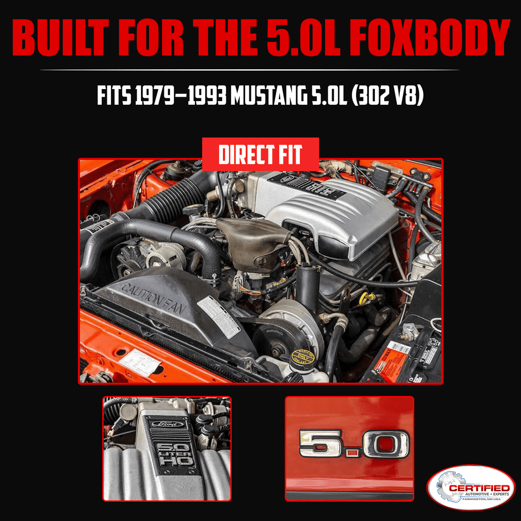 Polished 304 Stainless Steel Shorty Headers for 1979 1993 Ford Mustang 5.0L V8 Fox Body GT LX Upgraded Copper Gaskets Direct Bolt On Exhaust Manifold (Shorty Headers)