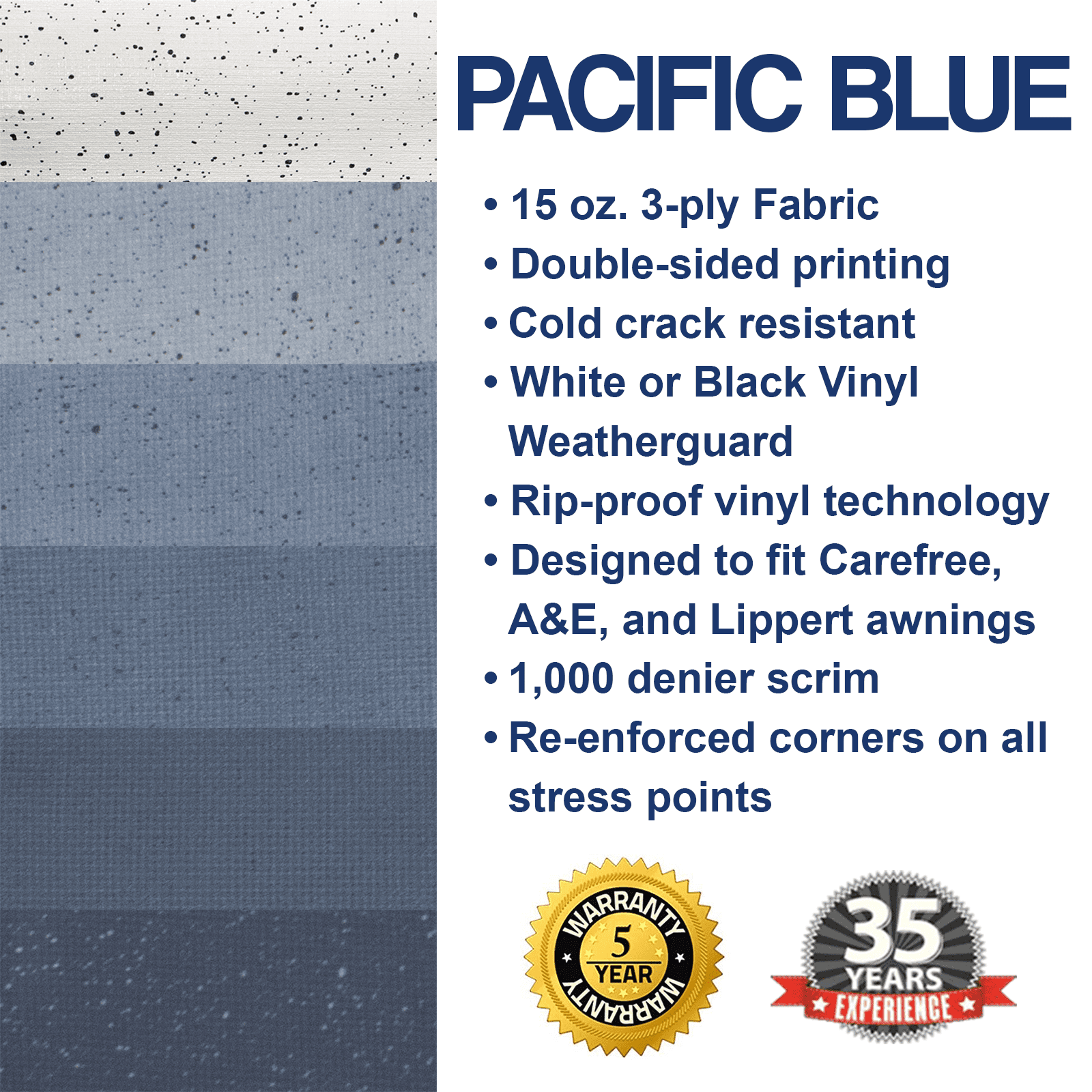 ShadePro Heavy Duty Vinyl RV Awning Fabric Replacement