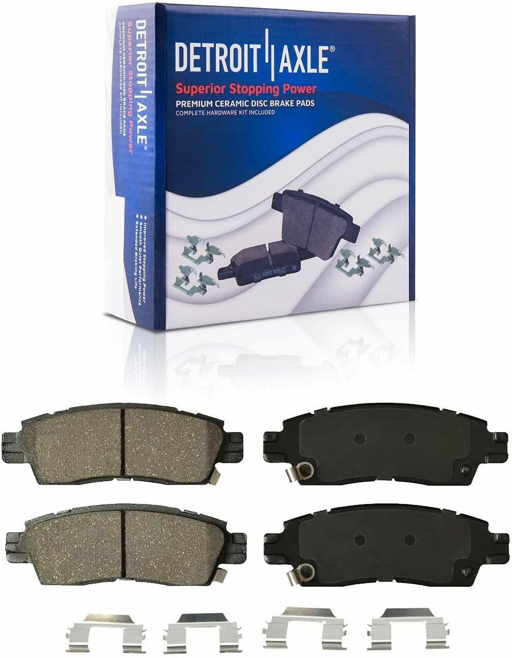 Detroit Axle - Front & Rear Disc Rotors Brake Pads Wheel Hubs + 24pc Lug Nuts w/key Replacement for Enclave Traverse Acadia - 38pc Set