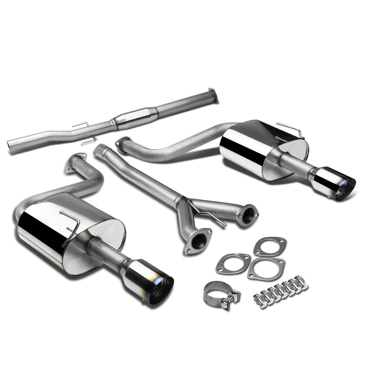 DNA Motoring 4 Burnt Muffler Tip Racing Catback Exhaust For 2009-2015 Nissan Maxima 3.5L V6