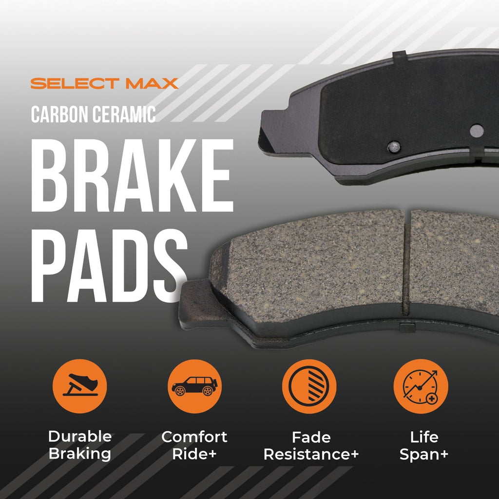 MAX Advanced Brakes - Brake Kit For 2017-2023 Honda CR-V (Excl.l. Hybrid Engine Model)| Carbon Ceramic Brake Pad and Rotor Kit Front and Rear| Geomet Coated Cross-Drilled Brake Rotors