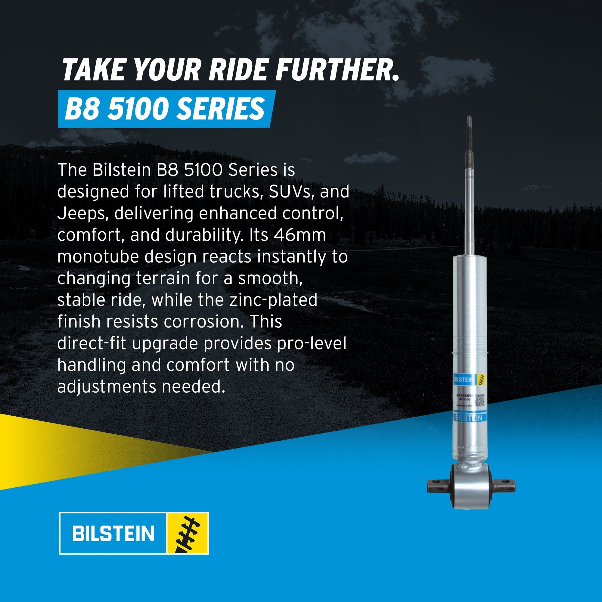 Bilstein Set of Front and Rear B8 5100 Series Shocks Compatible with 2014-2018 Silverado/Sierra 1500 with 0-1 Rear Lift | Provides 0-1.85 Front Lift