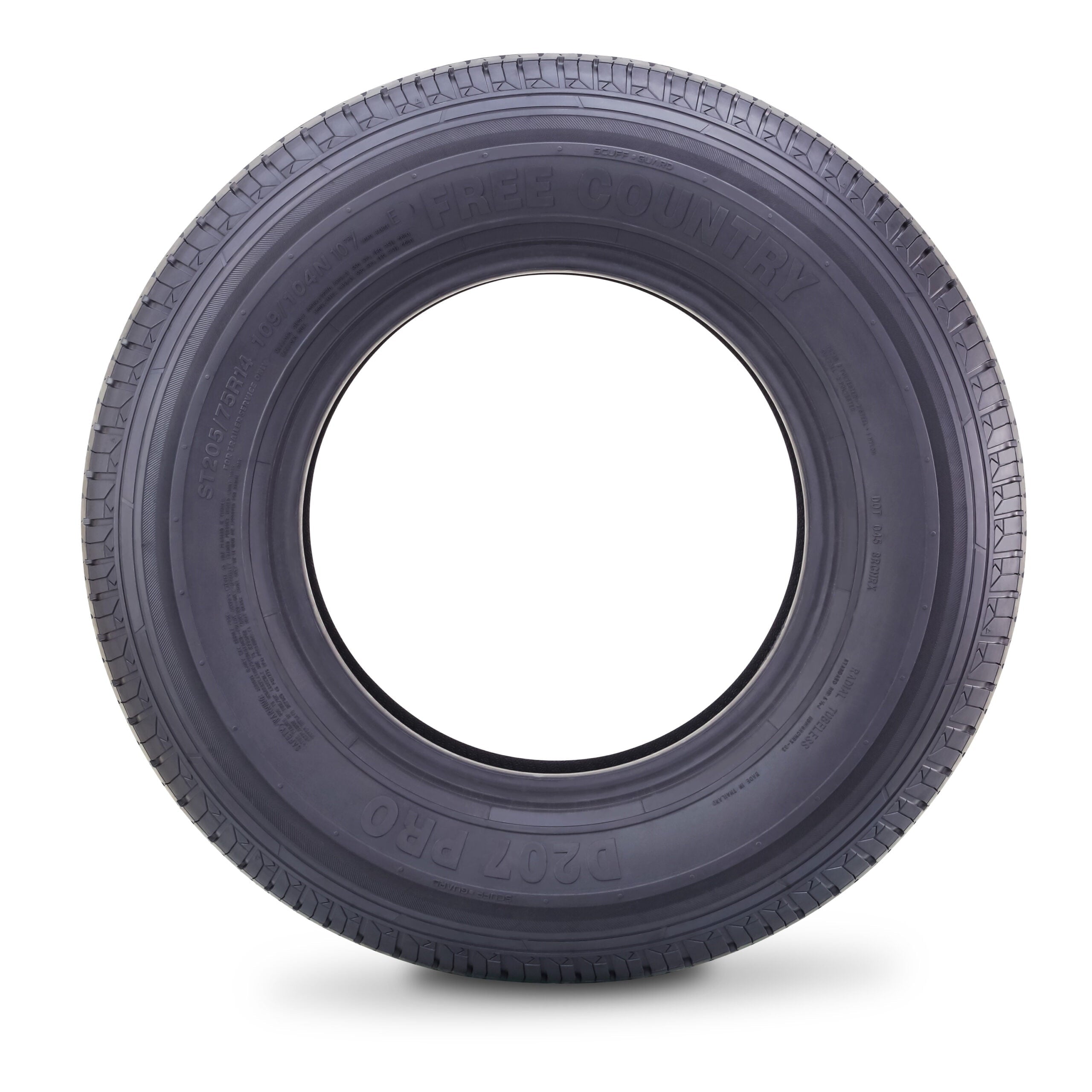 Free Country Heavy Duty Trailer Tire ST205/75R14 10-Ply Load Range E 109N Steel Belted Radial w/Scuff Guard 11192, Set4