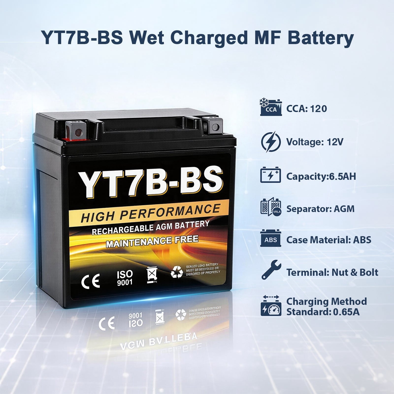 Anlibatt YTX20HL-BS Motorcycle Battery 12V 18Ah 300CCA Rechargeable Sealed Batteries Powersport Replacement for ATV, Scooter, Jet ski, Dirt Bike