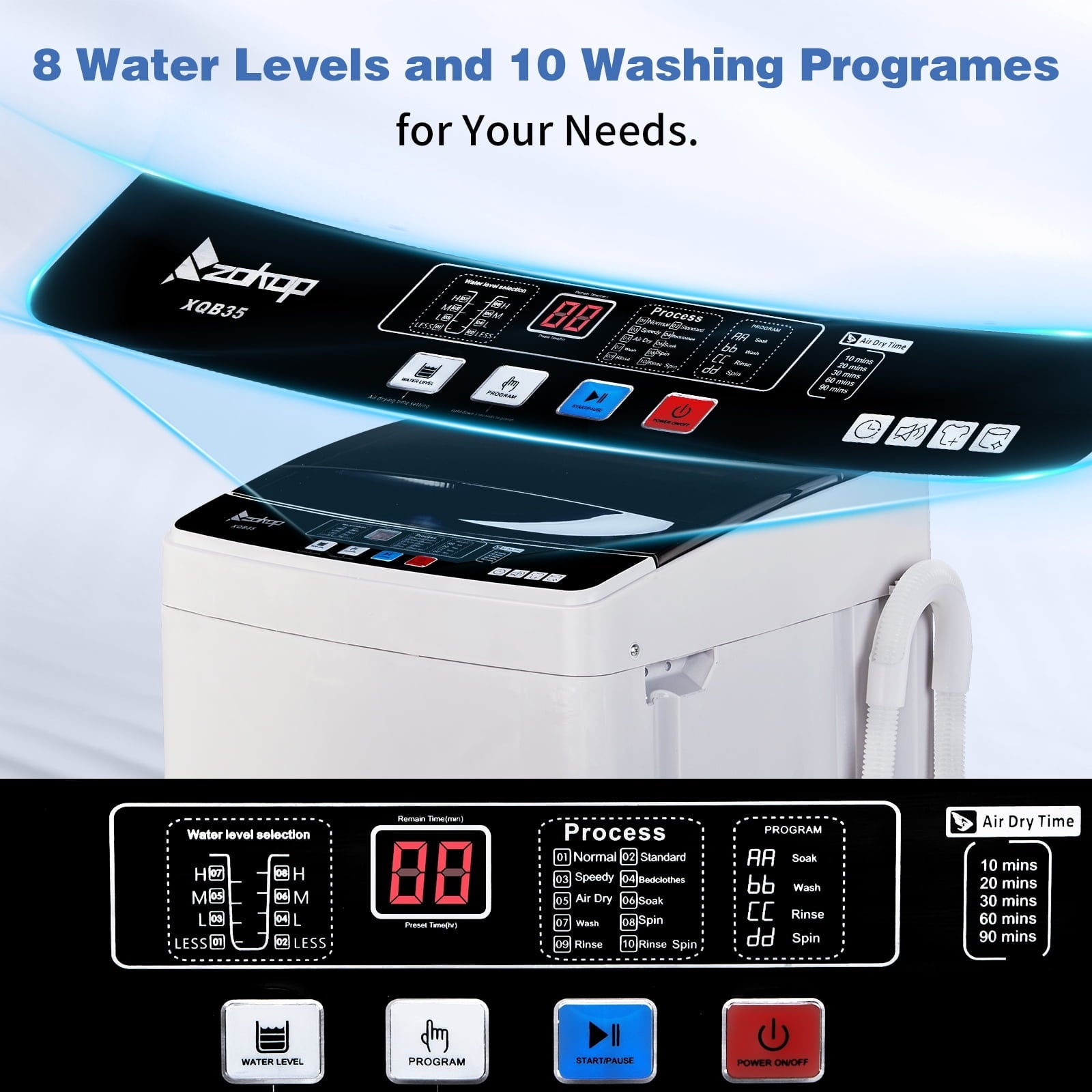Ktaxon 17.8LBS Full Automatic Washing Machine and 3.5CuFt Portable Clothes Dryer Set, Compact Laundry Washer and Dryer Combo Set with Stainless Steel Inner Tub, for Apartment, Dorms, Home