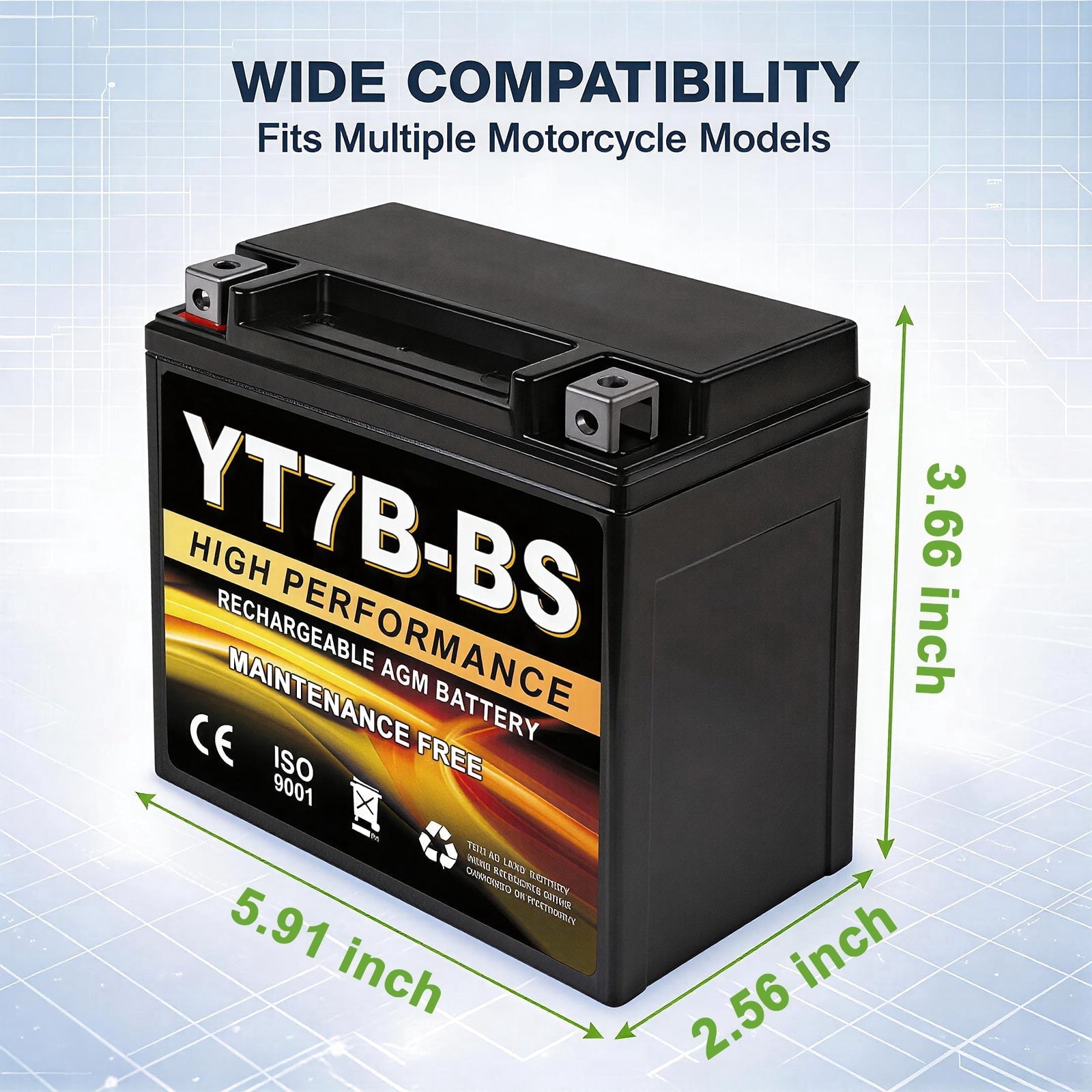 Anlibatt YTX20HL-BS Motorcycle Battery 12V 18Ah 300CCA Rechargeable Sealed Batteries Powersport Replacement for ATV, Scooter, Jet ski, Dirt Bike