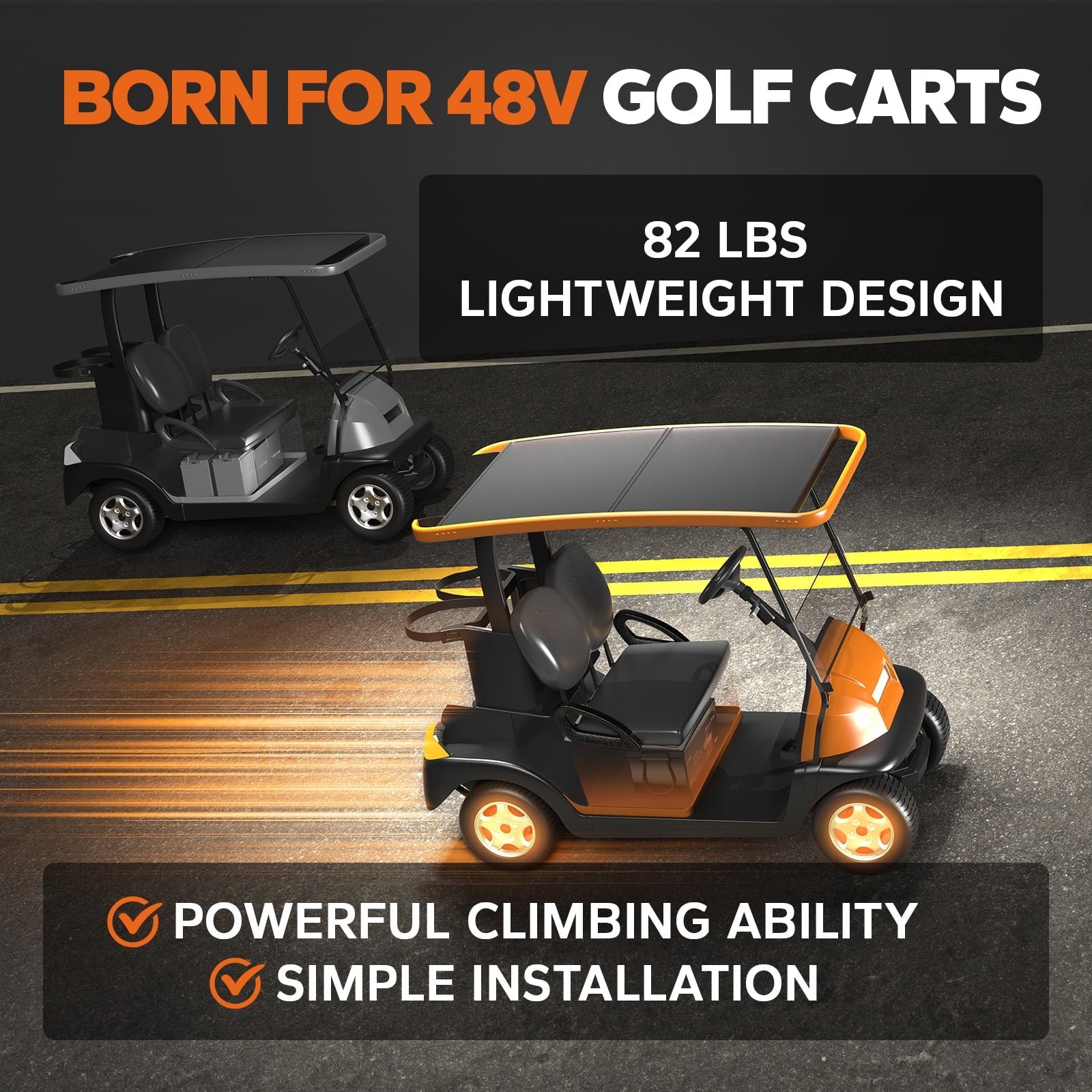 Litime 48V(51.2V) 100Ah Golf Cart Lithium Battery, up to 5kW Motor, Perfect for Golf Carts, Instead of AGM, SLA Batteries, Bluetooth & Low-Temp Protection-Includes Charger, Monitor (Without Bracket)