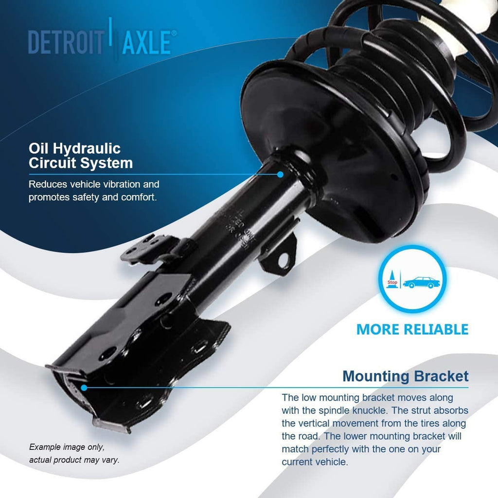 Detroit Axle - Front Struts Sway Bars for 2004-2009 Toyota Prius Complete 2 Struts w/Coil Spring 2 Front Sway Bar Links 2005 2006 2007 2008 Replacement Quick Install Ready Struts Assembly