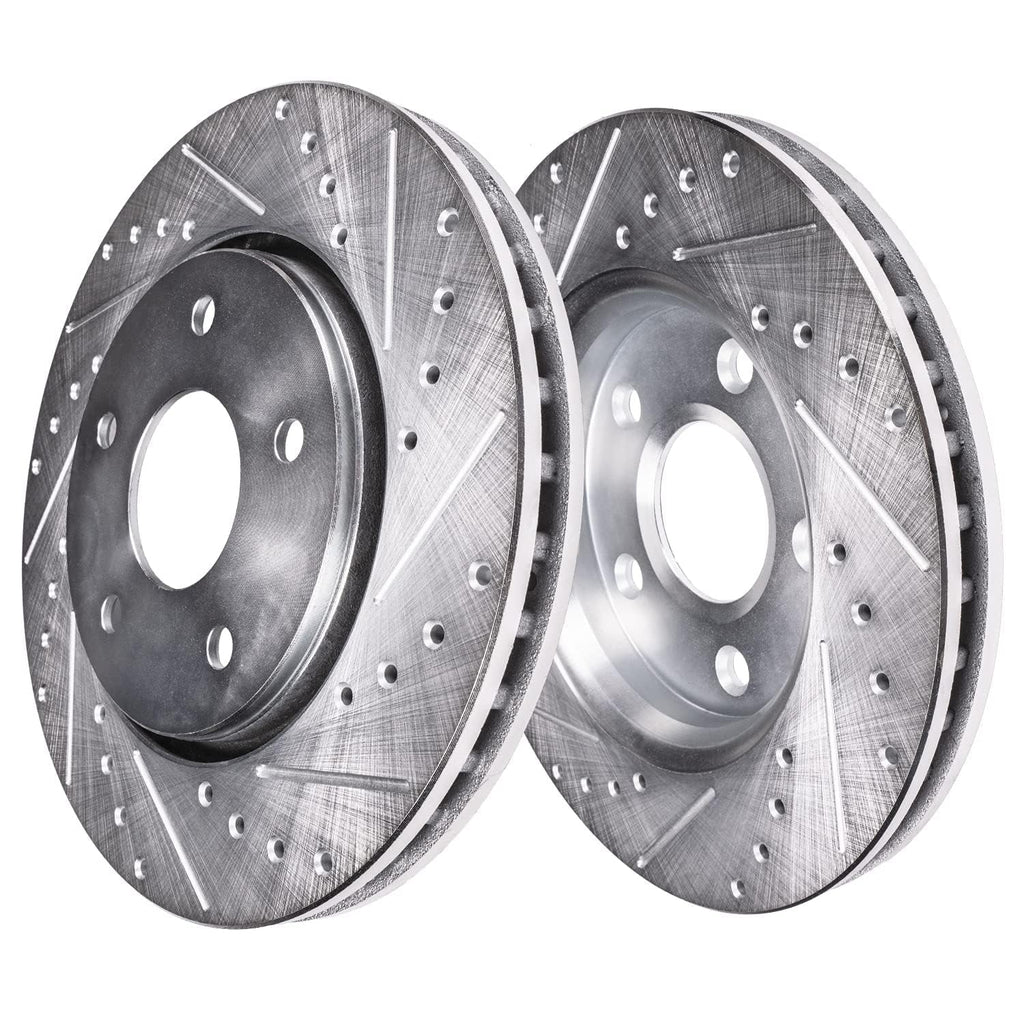 Detroit Axle - Brake Kit for 2016-2018 Lincoln MKX 2021-2023 Nautilus, Drilled Brake Rotors Brake Pads: 13.58 Front and 12.44 Solid Rear Rotor