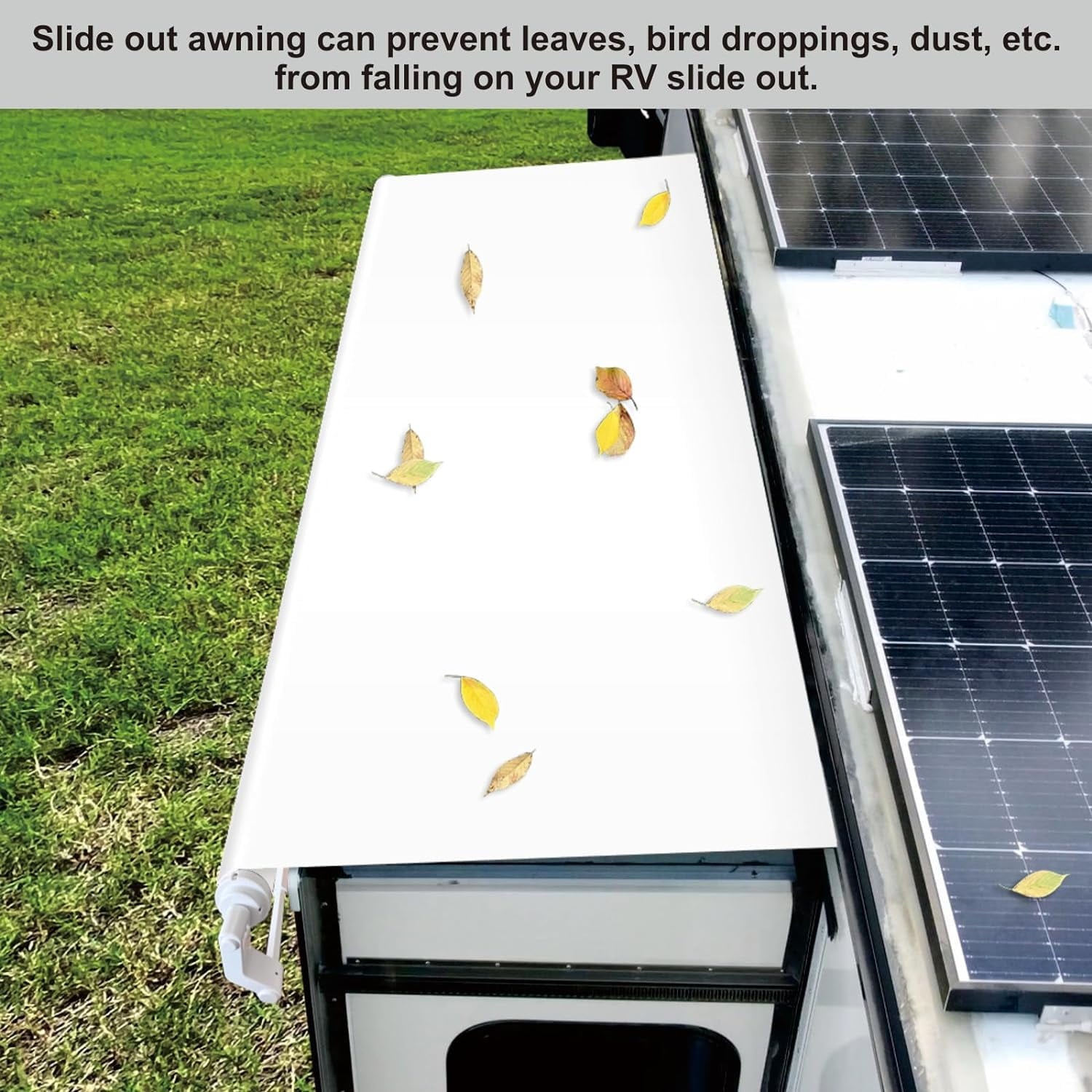 Dulepax RV Slide Out Awning Camper Topper Modular Slide Out Awning Kit for RVs,5th Wheels,Travel Trailers and Motorhomes-White,11'3''(10'7''Fabric)