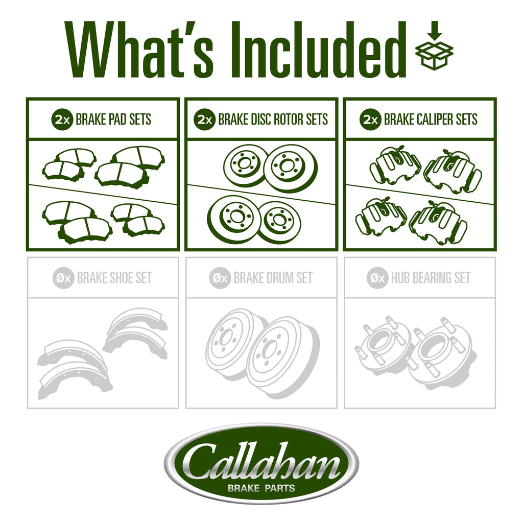 Callahan Brake Parts Brake Kit for Jeep Liberty 2003-2007 Front and Rear Replacement Brake Rotors with Ceramic Brake Pads and Brake Calipers EBYK027586